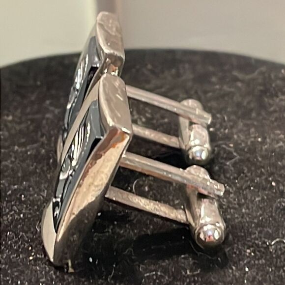 Vintage MCM silver tone intaglio Roman Centurion warrior bullet back cufflinks - Picture 9 of 14